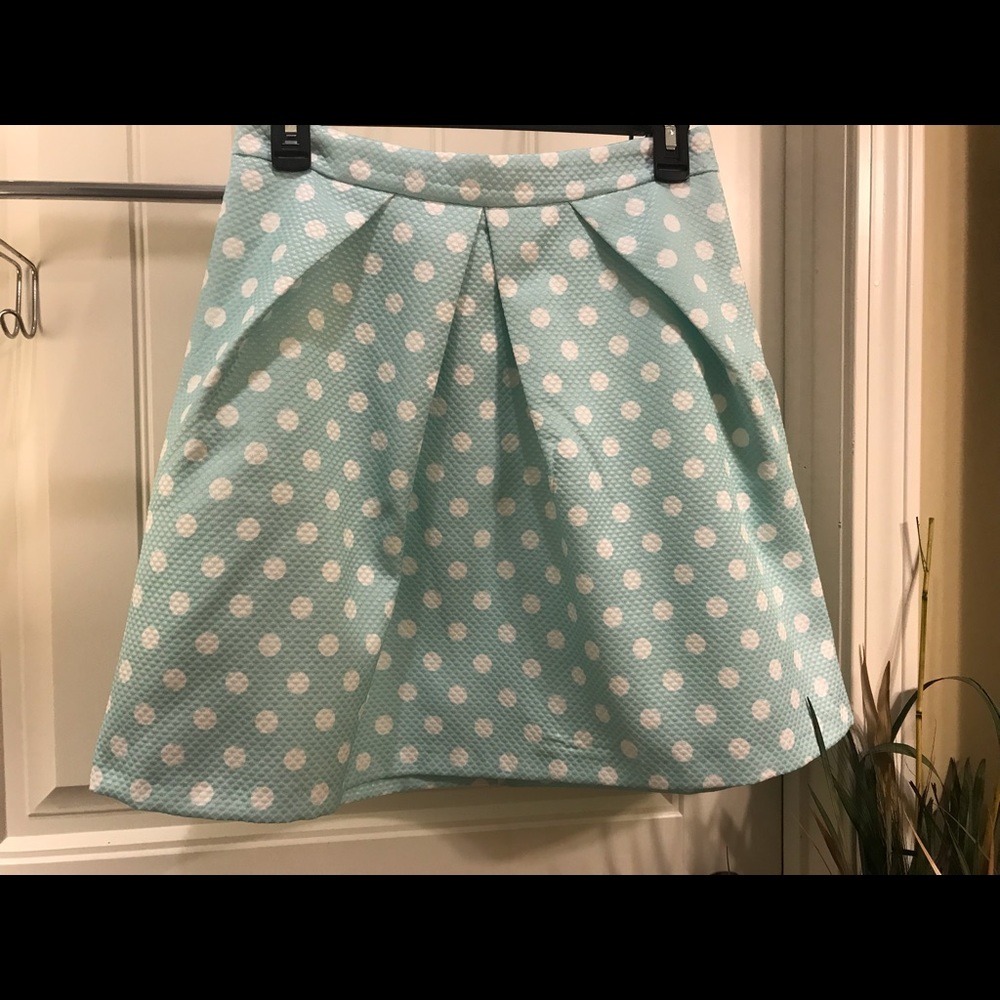 Boutique Green White Polka Dot Front Pleated SizeM